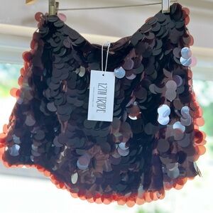 12th Tribe Mini Sequin Skirt in Deep Burgundy